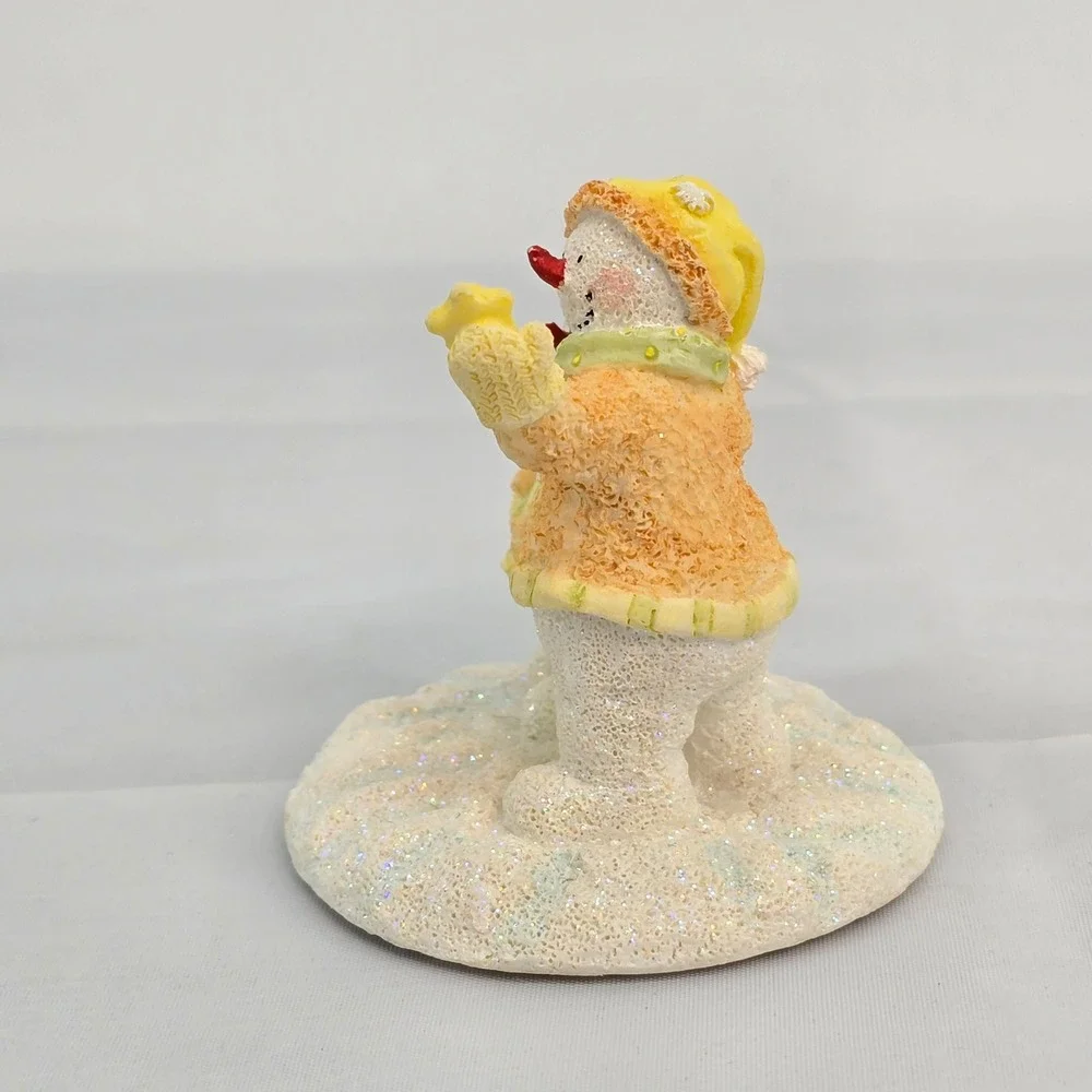 Russ Berrie Ice Sculptures Make A Wish Snowman Figurine 21367 Yellow Orange 3.5